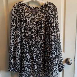 Black and white George sheer with buttons